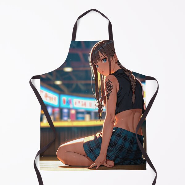 Item preview, Beautiful dark haired Tattooed Anime Manga Girl in sleeveless top designed and sold by Vintage Designs +.