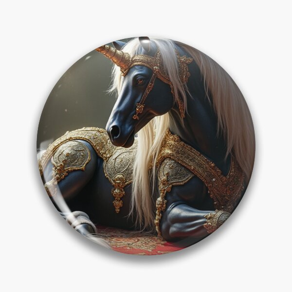 Item preview, Regal Gold Armor Ornate Obsidian Unicorn designed and sold by Fantasy Horseys.