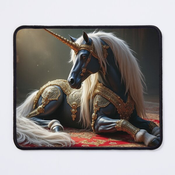 Item preview, Regal Gold Armor Ornate Obsidian Unicorn designed and sold by Fantasy Horseys.