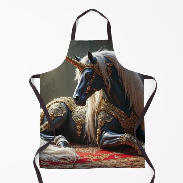 Item preview, Regal Gold Armor Ornate Obsidian Unicorn designed and sold by Fantasy Horseys.
