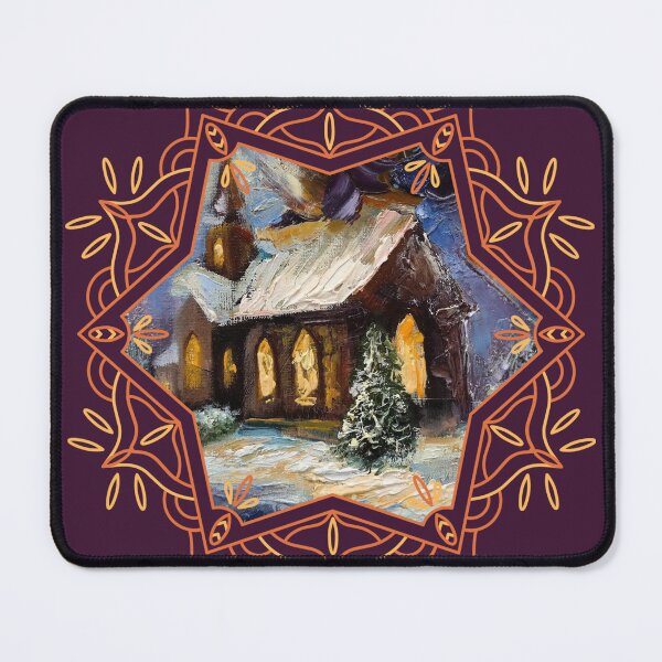 Item preview, Christmas Church under Snow Minimalist Oil Painting Decor designed and sold by Dariia Zhyrova.