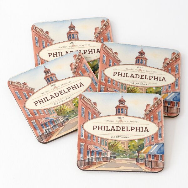 Item preview, Historic Philadelphia: Old City District Watercolor Travel Poster designed and sold by Heritage Print Co.