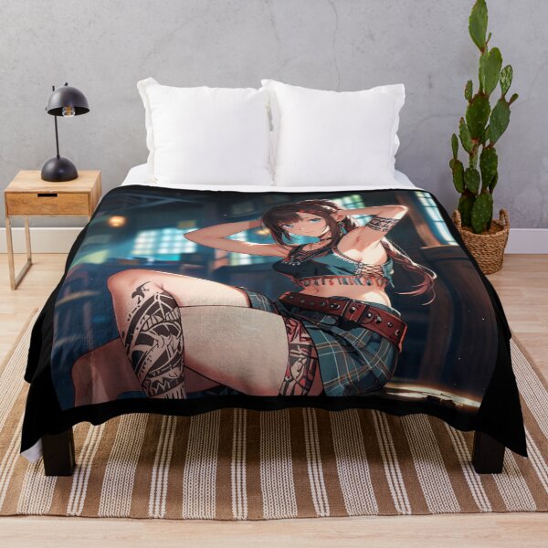 Item preview, Beautiful dark haired Tattooed Anime Manga Girl in sleeveless top designed and sold by Vintage Designs +.
