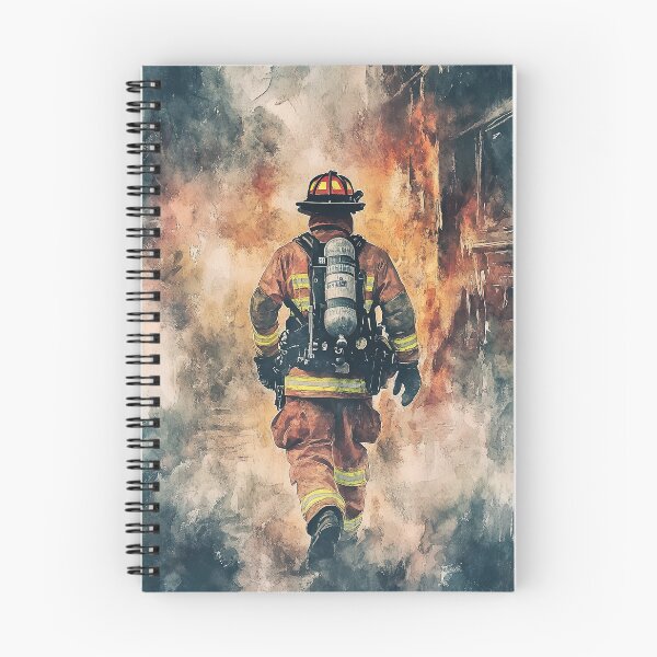 Artikelvorschau, Feuerwehrmann im Einsatz mit Feuer und Rauch entworfen und verkauft von Piotrek0001.