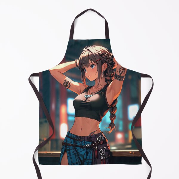 Item preview, Beautiful dark haired Tattooed Anime Manga Girl in sleeveless top designed and sold by Vintage Designs +.