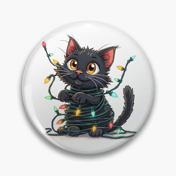Item preview, Funny  black cat tangled in christmas lights designed and sold by naatala.