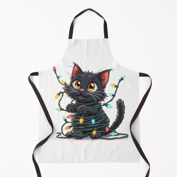 Item preview, Funny black cat tangled in christmas lights designed and sold by naatala.