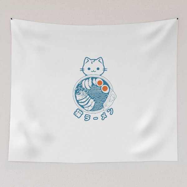 Item preview, cat ramen japanese ramen noodles funny cat designed and sold by Wallart craft.