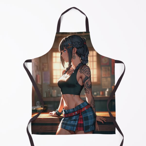 Item preview, Beautiful dark haired Tattooed Anime Manga Girl in sleeveless top designed and sold by Vintage Designs +.