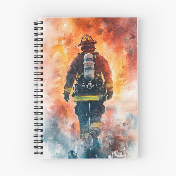 Item preview, Watercolor Portrait of a Fearless Firefighter designed and sold by Piotrek0001.