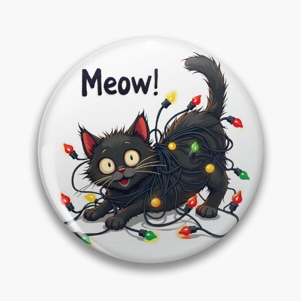 Item preview, Funny  black cat tangled in christmas lights designed and sold by naatala.