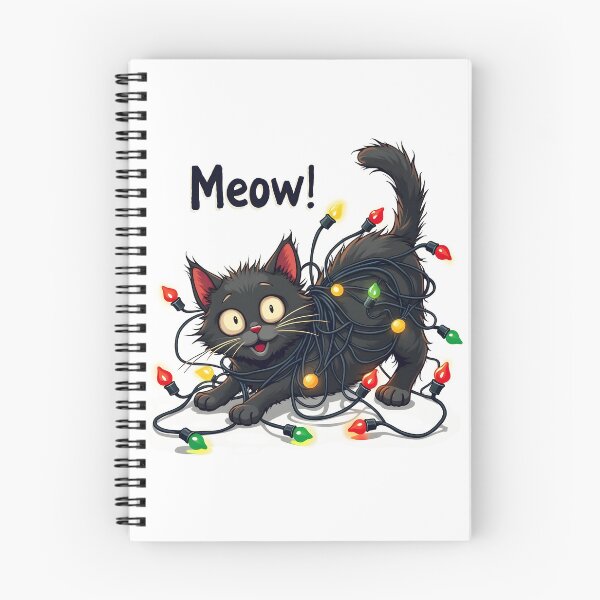 Item preview, Funny  black cat tangled in christmas lights designed and sold by naatala.
