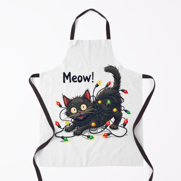 Item preview, Funny black cat tangled in christmas lights designed and sold by naatala.