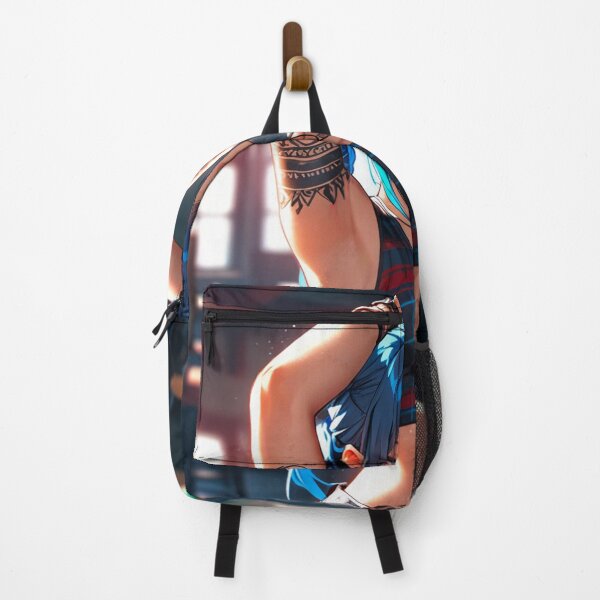 Item preview, Beautiful blue haired Tattooed Anime Manga Girl in sleeveless top designed and sold by Vintage Designs +.