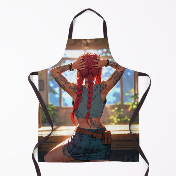 Item preview, Beautiful red haired Tattooed Anime Manga Girl in sleeveless top designed and sold by Vintage Designs +.