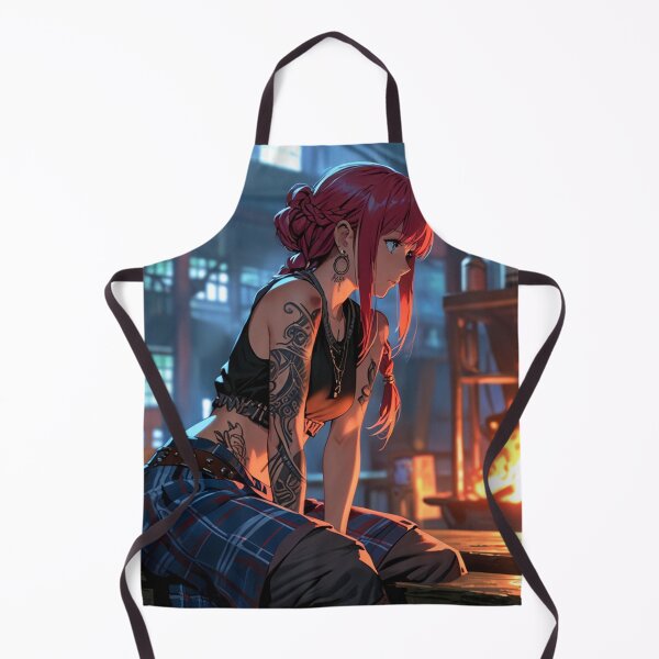 Item preview, Beautiful red haired Tattooed Anime Manga Girl in sleeveless top designed and sold by Vintage Designs +.