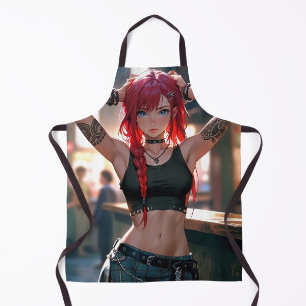 Item preview, Beautiful red haired Tattooed Anime Manga Girl in sleeveless top designed and sold by Vintage Designs +.