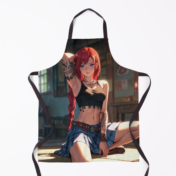 Item preview, Beautiful red haired Tattooed Anime Manga Girl in sleeveless top designed and sold by Vintage Designs +.