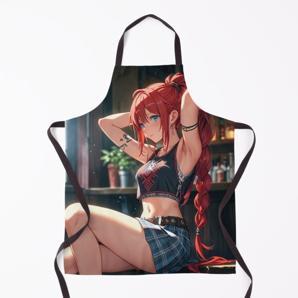 Item preview, Beautiful red haired Tattooed Anime Manga Girl in sleeveless top designed and sold by Vintage Designs +.