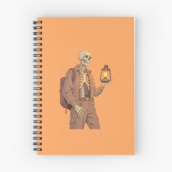 Item preview, Glowing Lantern Skeleton Lignes Claires Illustration Orange Backdrop designed and sold by ShroomForge.