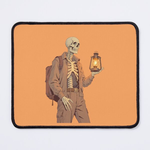 Item preview, Glowing Lantern Skeleton Lignes Claires Illustration Orange Backdrop designed and sold by ShroomForge.