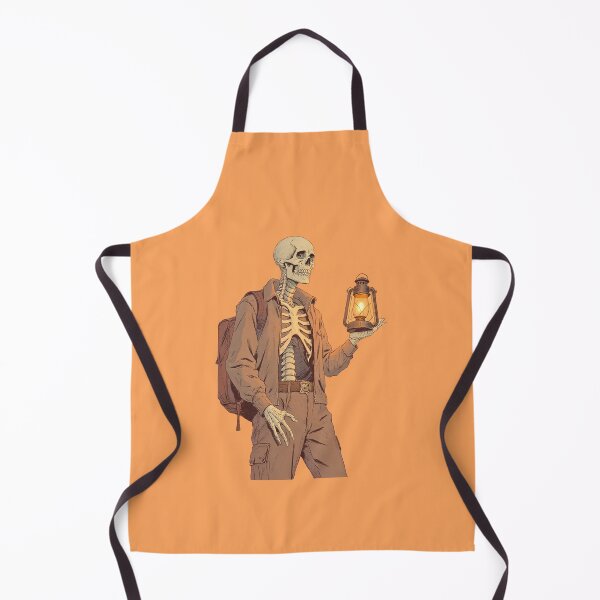 Item preview, Glowing Lantern Skeleton Lignes Claires Illustration Orange Backdrop designed and sold by ShroomForge.
