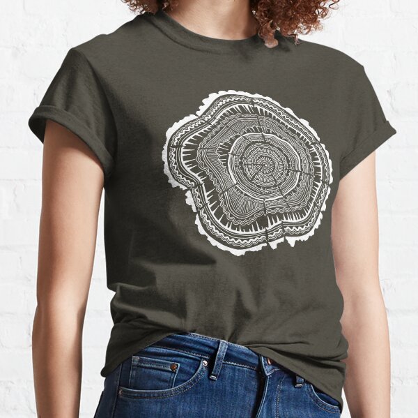 Tree Rings – White Ink on Kraft Classic T-Shirt