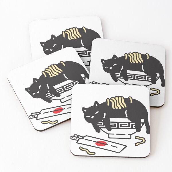 Item preview, Japanese cat ramen funny cat eat noodles designed and sold by Wallart craft.