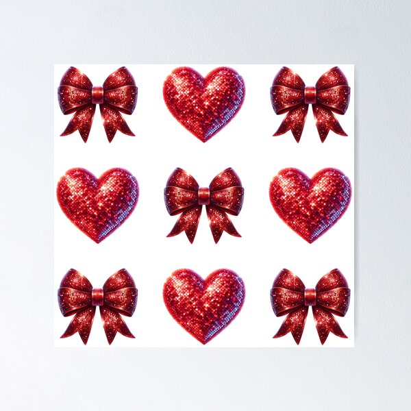 Item preview, Red Glitter Hearts and Bows designed and sold by Clinomania Art.
