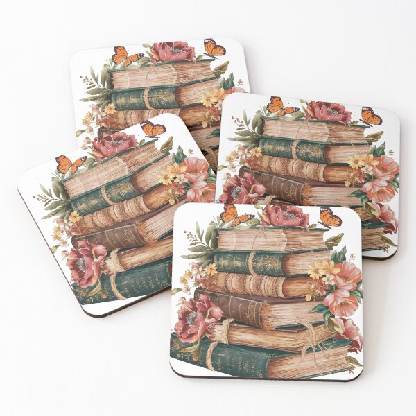 Item preview, Vintage Book Stack and Flowers designed and sold by kadryshop.