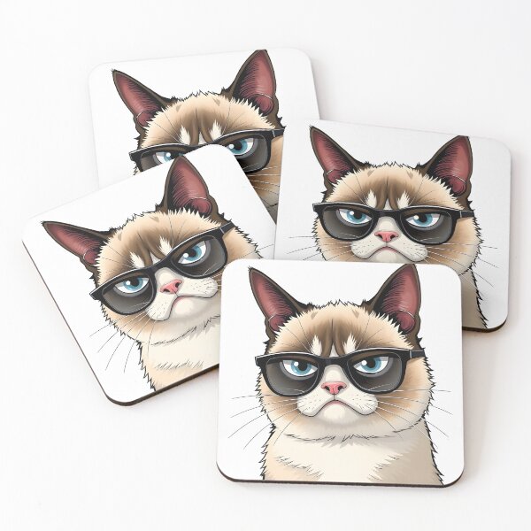 Item preview, Cartoon grumpy cat with glasses designed and sold by naatala.