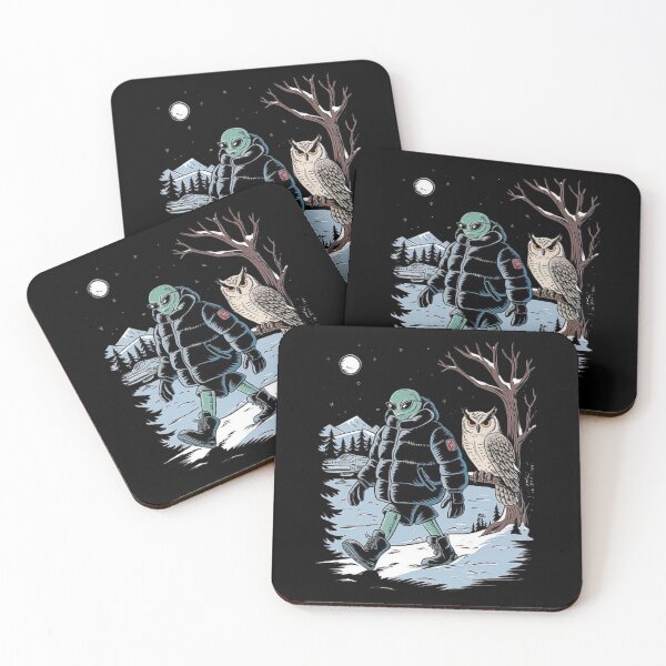 Item preview, Alien in Winter Forest with Owl and UFO designed and sold by love3617.