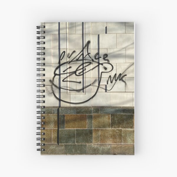 face spraypainted on fancy blocks over ridge and crevasse Spiral Notebook