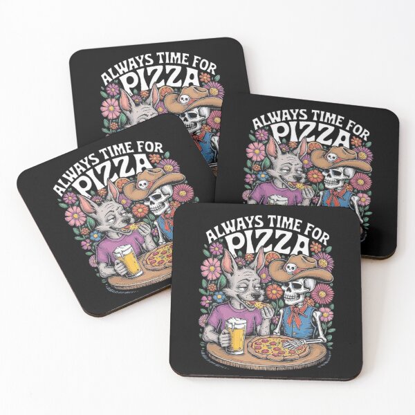 Item preview, Skeleton and Wolf Sharing Pizza in a Floral Café designed and sold by love3617.