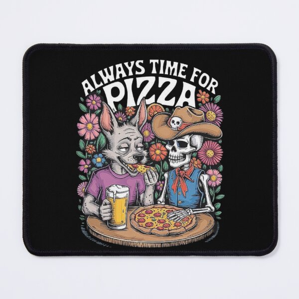 Item preview, Skeleton and Wolf Sharing Pizza in a Floral Café designed and sold by love3617.