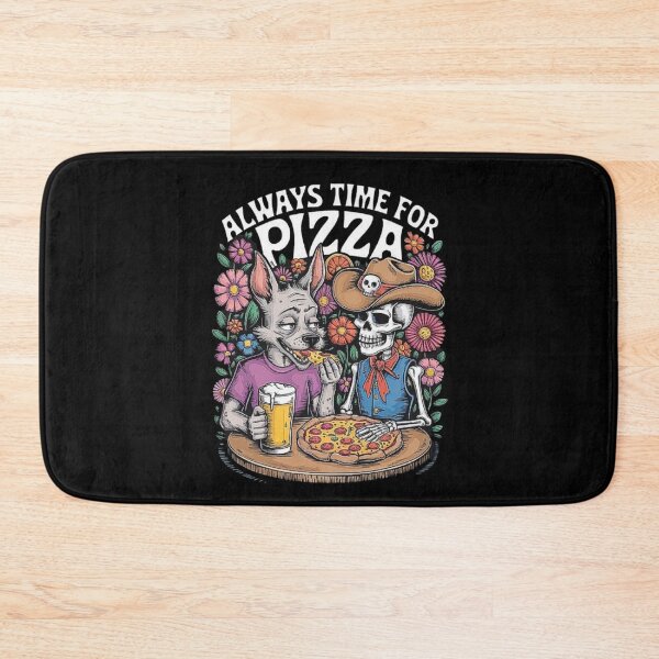 Item preview, Skeleton and Wolf Sharing Pizza in a Floral Café designed and sold by love3617.