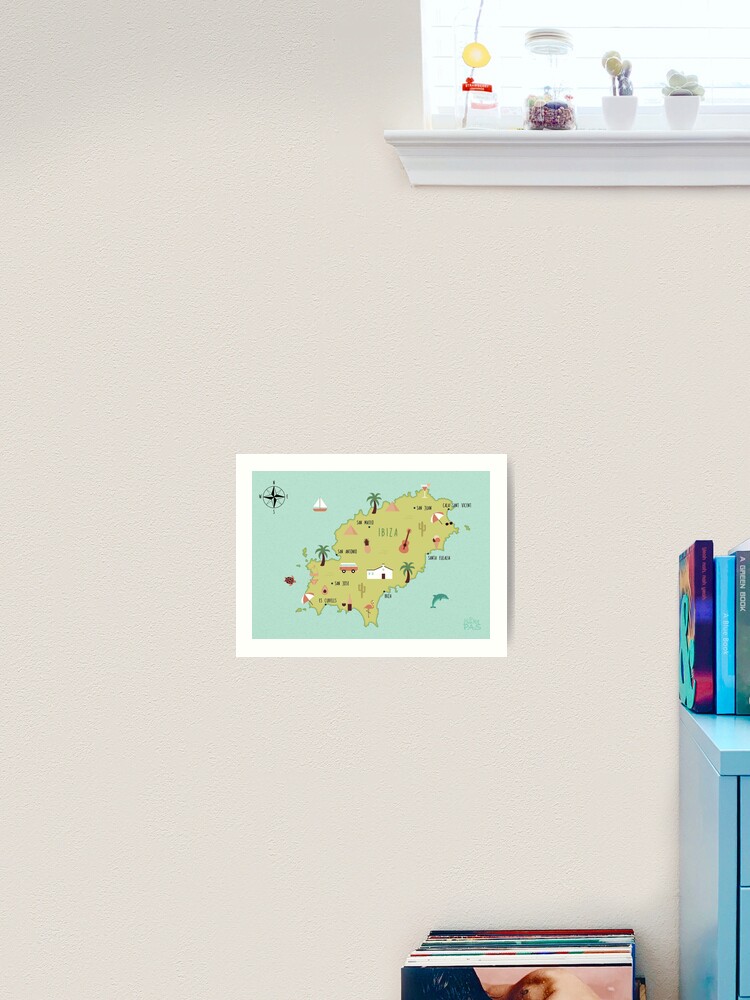Thumbnail 2 of 3, Art Print, Illustrated map of Ibiza designed and sold by ymkesinfogr.