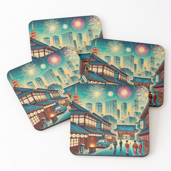 Item preview, Fireworks Over Vibrant Japanese City designed and sold by Koalangel.