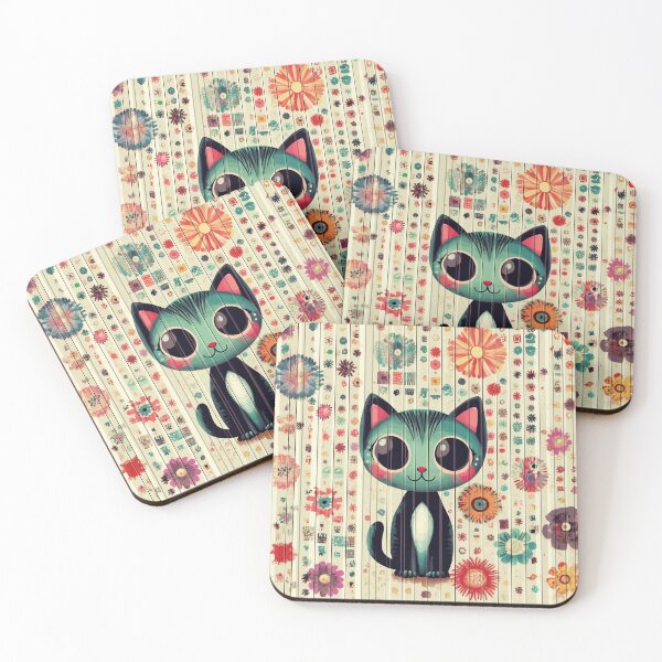 Item preview, Incredibly Cute Kitten. Vintage retro wallpaper background. designed and sold by Shoot-The-Moon.