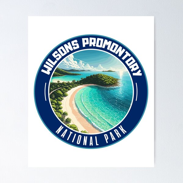 Item preview, Retro Wilsons Promontory National Park in Australia Art Travel Badge designed and sold by MaateoDesign.