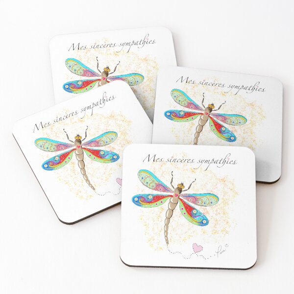 Item preview, Mes sincères sympathies, Dragonfly illustration handmade by Pascale Breton designed and sold by Pascale Breton.