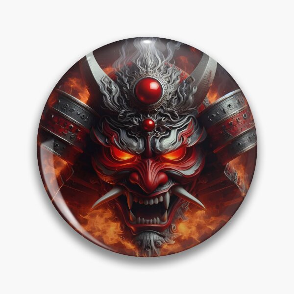 Item preview, Fire Oni Samurai Mask designed and sold by GalleryBrisArt.
