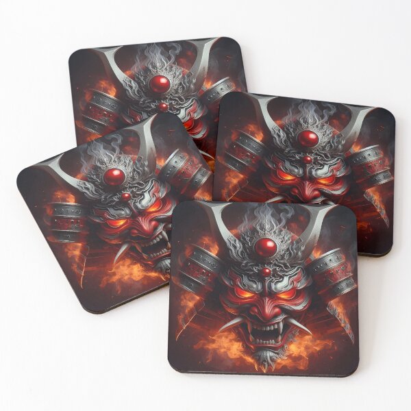 Item preview, Fire Oni Samurai Mask designed and sold by GalleryBrisArt.