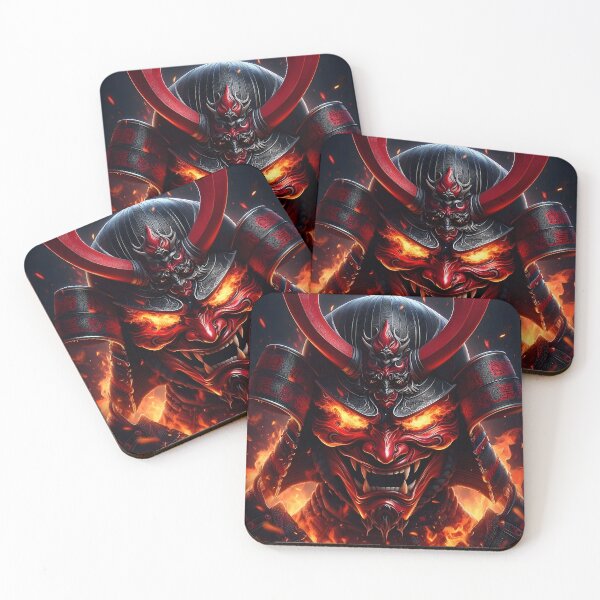 Item preview, Fire Oni Samurai Mask designed and sold by GalleryBrisArt.