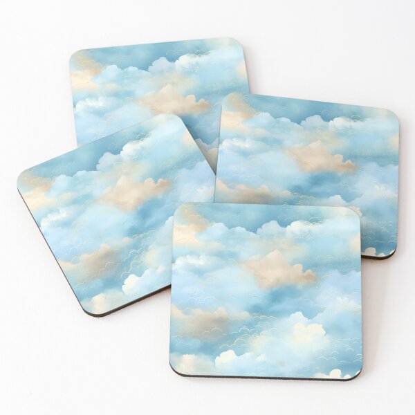 Item preview, pastel watercolor blue sky and clouds patterns designed and sold by naatala.