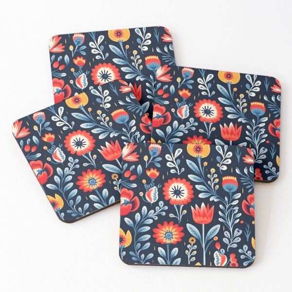Item preview, Colorfull small folk flowers pattern designed and sold by naatala.