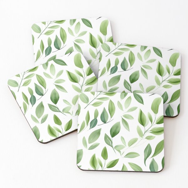 Item preview, Green leaves patterns designed and sold by naatala.
