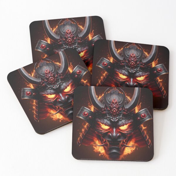 Item preview, Fire Oni Samurai Mask designed and sold by GalleryBrisArt.