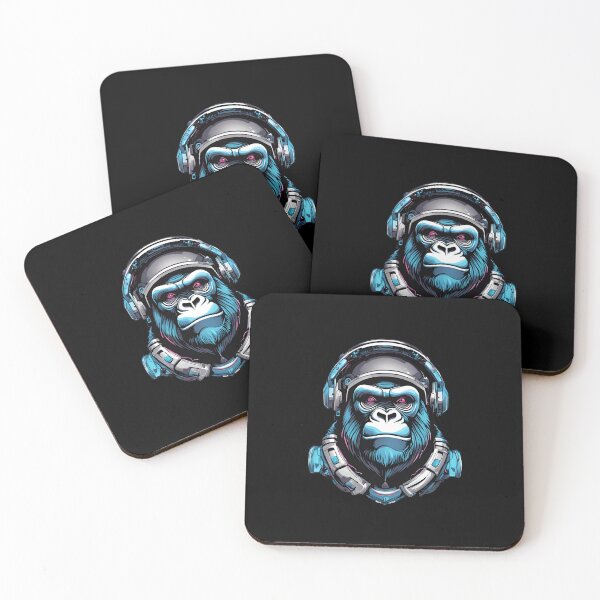 Item preview, Cybernetic gorilla listening to music. Blau Energie. designed and sold by DONandEK.