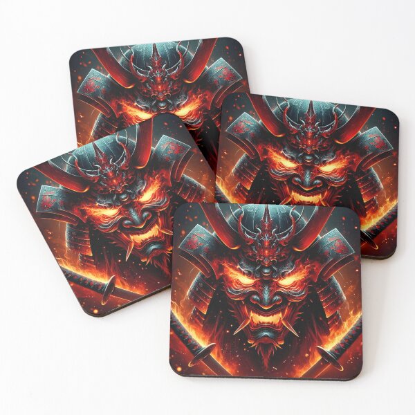 Item preview, Fire Oni Samurai Mask designed and sold by GalleryBrisArt.